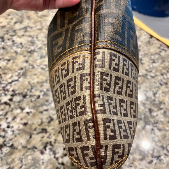 💯Authentic Fendi Zucchino and Zucca combination canvas leather handbag - Picture 4 of 16